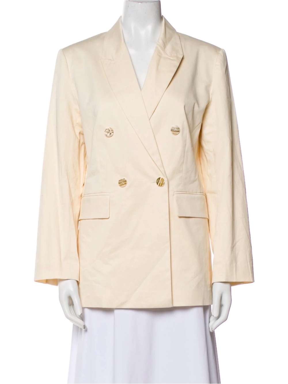 Misa Los Angeles Cream Double-Breasted Blazer with Gold Buttons